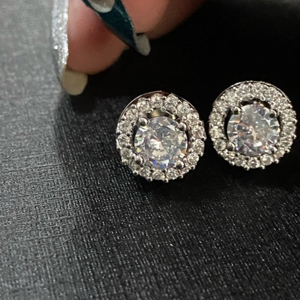 925 Sterling Silver Halo Earrings